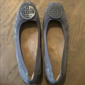 Clarks Silver/Grey Suede Flats